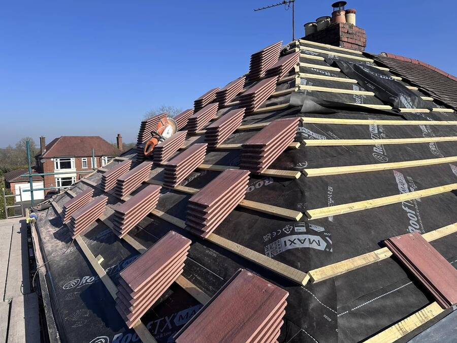 New roof tiles being laid
